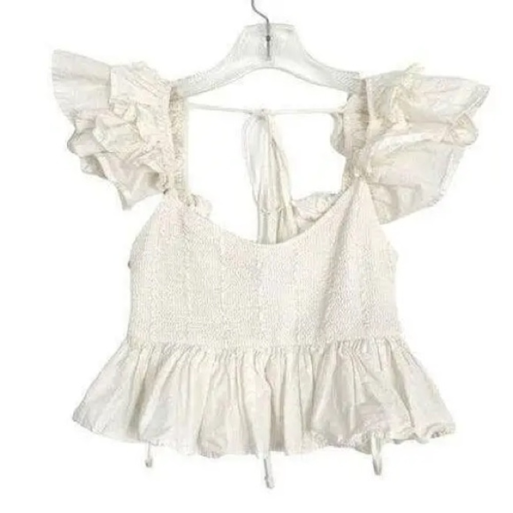 Zara Cream Ruffle Sleeve Blouse
